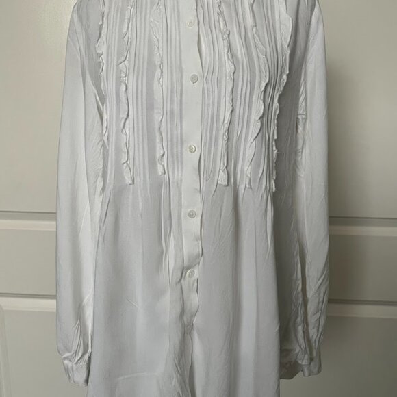 Sundance White Ruffle Boho Long Sleeve Blouse Top Size XS - Picture 13 of 15